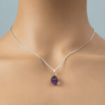 925 Silver Natural Amethyst Drop Shape Stone Womens Pendant And Chain Necklace Set - Image 3