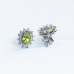 925 Silver Natural Peridot And Cubic Zirconia Womens Earring - Image 4