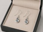 925 Silver Natural Blue Topaz Womens Hanging Earring