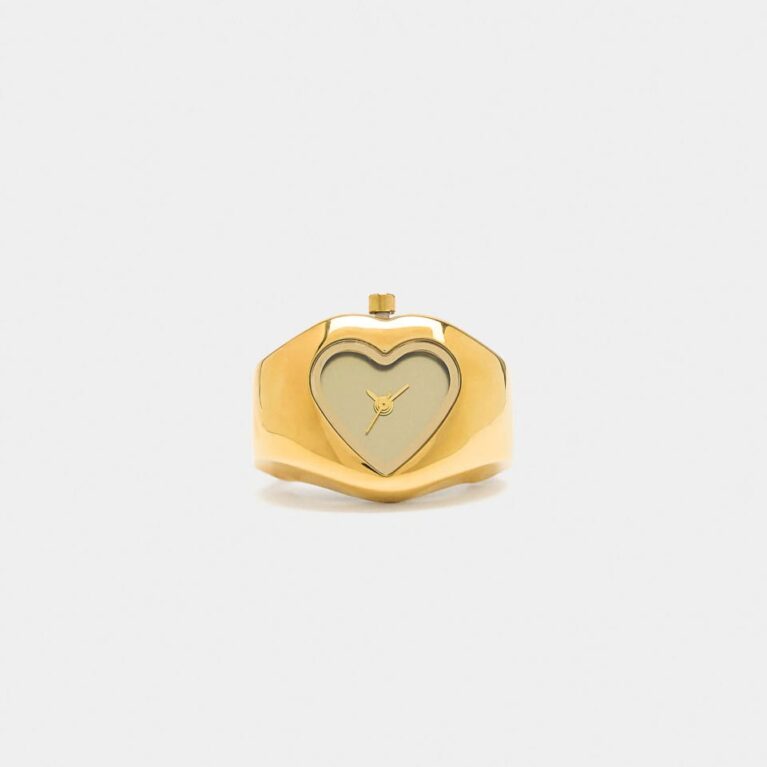 Portugal Parfois Brand Gold Plated Ring Watch With Stainless Steel Strap
