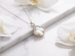 Natural Mother of Pearl Clover Pendant in 925 Sterling Silver