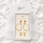 Bqueen Brand Fashion Stainless Steel Gold Plated 3pcs Earring Set - Image 2