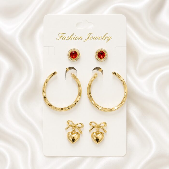 WhatsApp Image 2026-05-31 at 16.25.02 Bqueen Brand Fashion Stainless Steel Gold Plated 3pcs Earring Set - Image 1