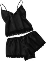 Ladies Sexy 2 Piece Satin Silk Pajama Set - Image 2