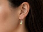 925 Silver Natural Peridot Stone Mounted Womens Earrings