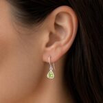 925 Silver Natural Peridot Stone Mounted Womens Earrings