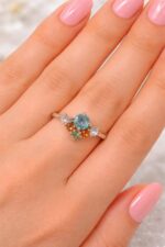 925 Silver Natural Multi Colour Semi Stones Mounted Womens Ring - Image 2