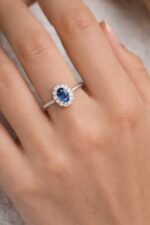 925 Silver Natural Blue Sapphire With Cz Womens Ring