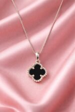 925 Silver Black Onyx Womens Pendant With Chain Necklace Set - Image 3