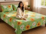 Premium Spring Bloom Floral Bed Sheet Set (Green) - Image 9
